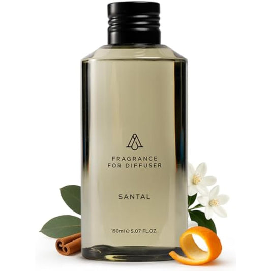 AromaPlan Hotel Scents Santal 5.07 Fl Oz (150ml), Home Luxury Aroma & Hotel Fragrance Diffuser Oil- Hotel Diffuser Oil for Aromatherapy- USA Made, Bigger Bottle, Bolder Aroma & Longer Lasting