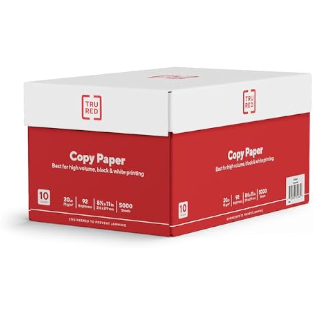 TRU RED 8.5x11 Copy Paper 20 lb. 92-Bright 5000 Sheets/Carton, For Office, School & Home