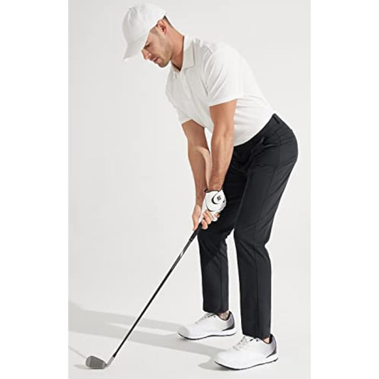 Libin Mens Golf Pants Stretch Work Dress Pants 30"/32"/34" Quick Dry Lightweight Casual Comfy Trousers with Pockets
