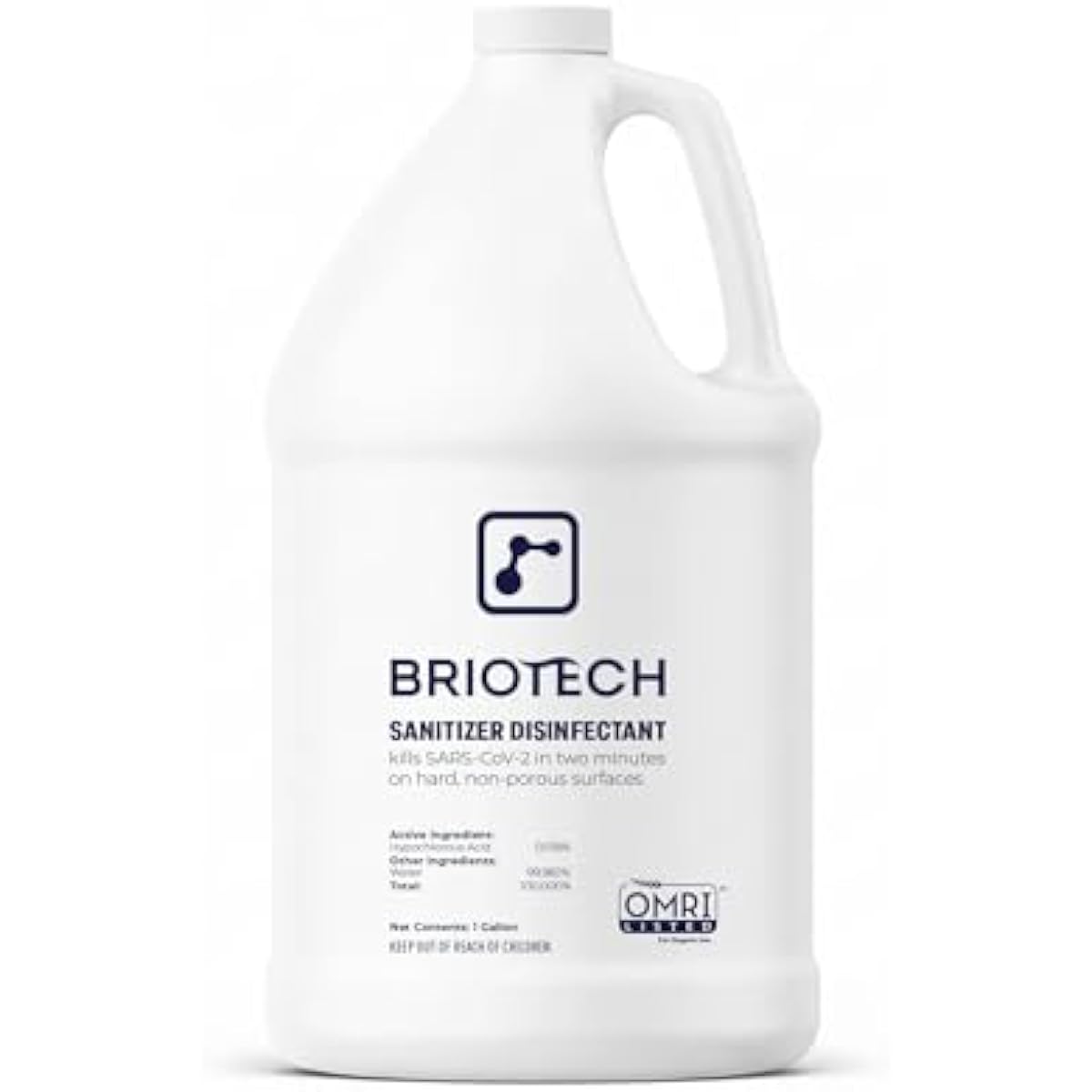 BRIOTECH Sanitizer Disinfectant Hypochlorous, Kill 99.99% of Viruses & Bacteria, Control Mold, Eliminate Odor, Gentle for Nursery & Play Rooms, Food Contact Surface Sanitizer, 1 Gallon Refill