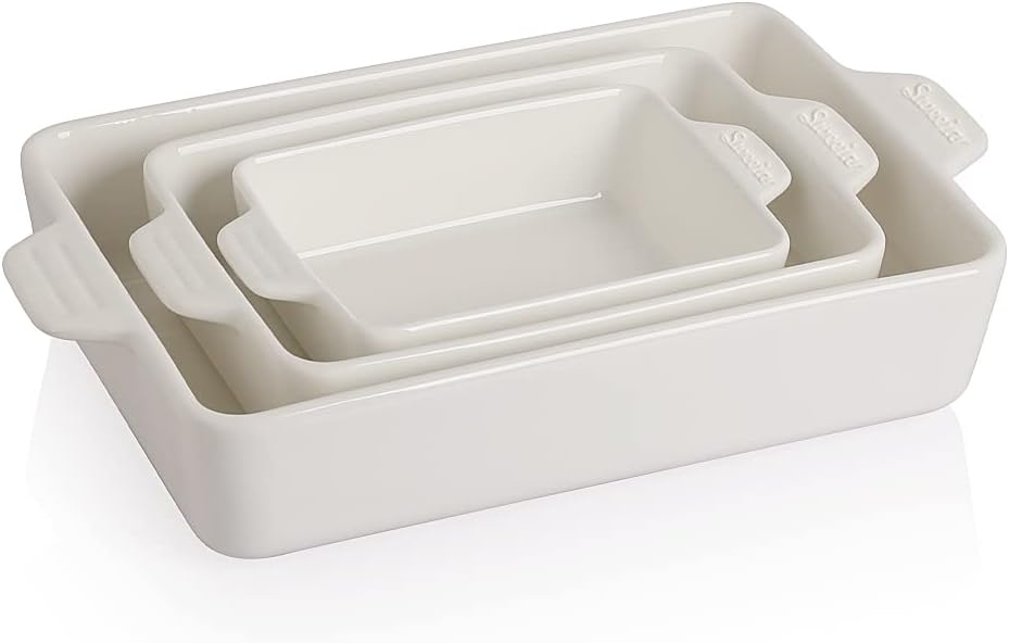 Sweejar Ceramic Bakeware Set, Rectangular Baking Dish for Oven Lasagna Pans for Cooking, Kitchen, Cake Dinner, Banquet and Daily Use, 11.8 x 7.8 x 2.76 Inches of Casserole Dishes (Navy)