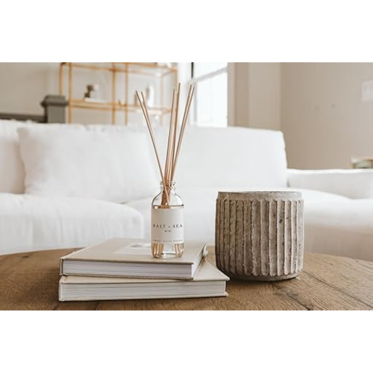 Sweet Water Decor Salt & Sea Reed Diffuser Set - Sea Salt Citrus & Musk Amber Scent Diffuser - Reed Diffusers for Home with Long Lasting Fragrance - Non-Toxic Oil Reed Diffuser - Made in the USA