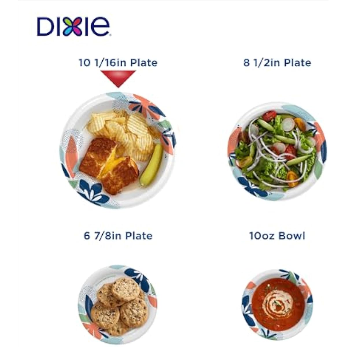 Dixie Large Paper Plates, 10 Inch, 150 Count, 2X Stronger*, Microwave-Safe, Soak-Proof, Cut Resistant, Disposable Plates For Everyday Breakfast, Lunch, & Dinner Meals