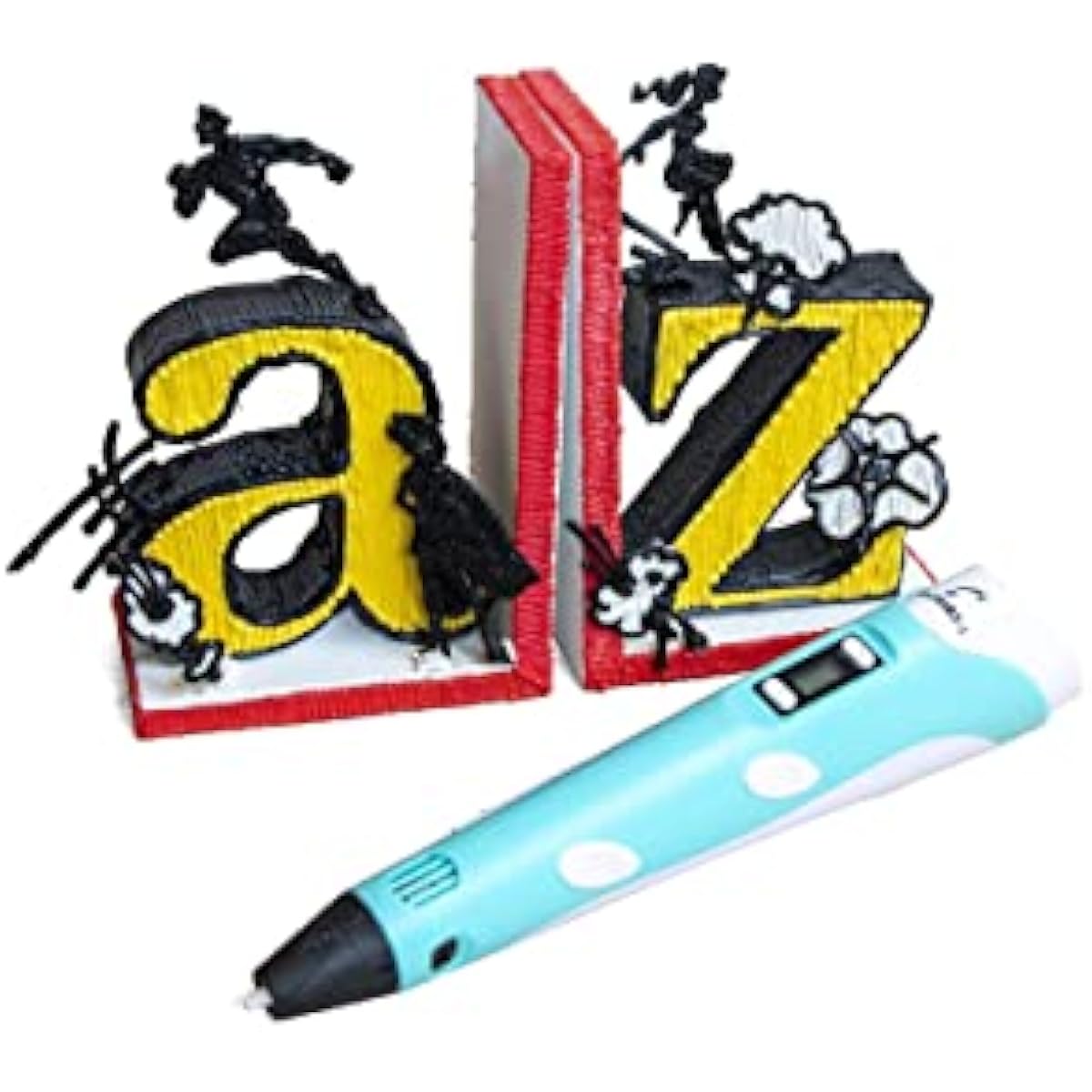 SCRIB3D P1 3D Printing Pen with Display - Includes 3D Pen, 3 Starter Colors of PLA Filament, Stencil Book + Project Guide, and Power adapter