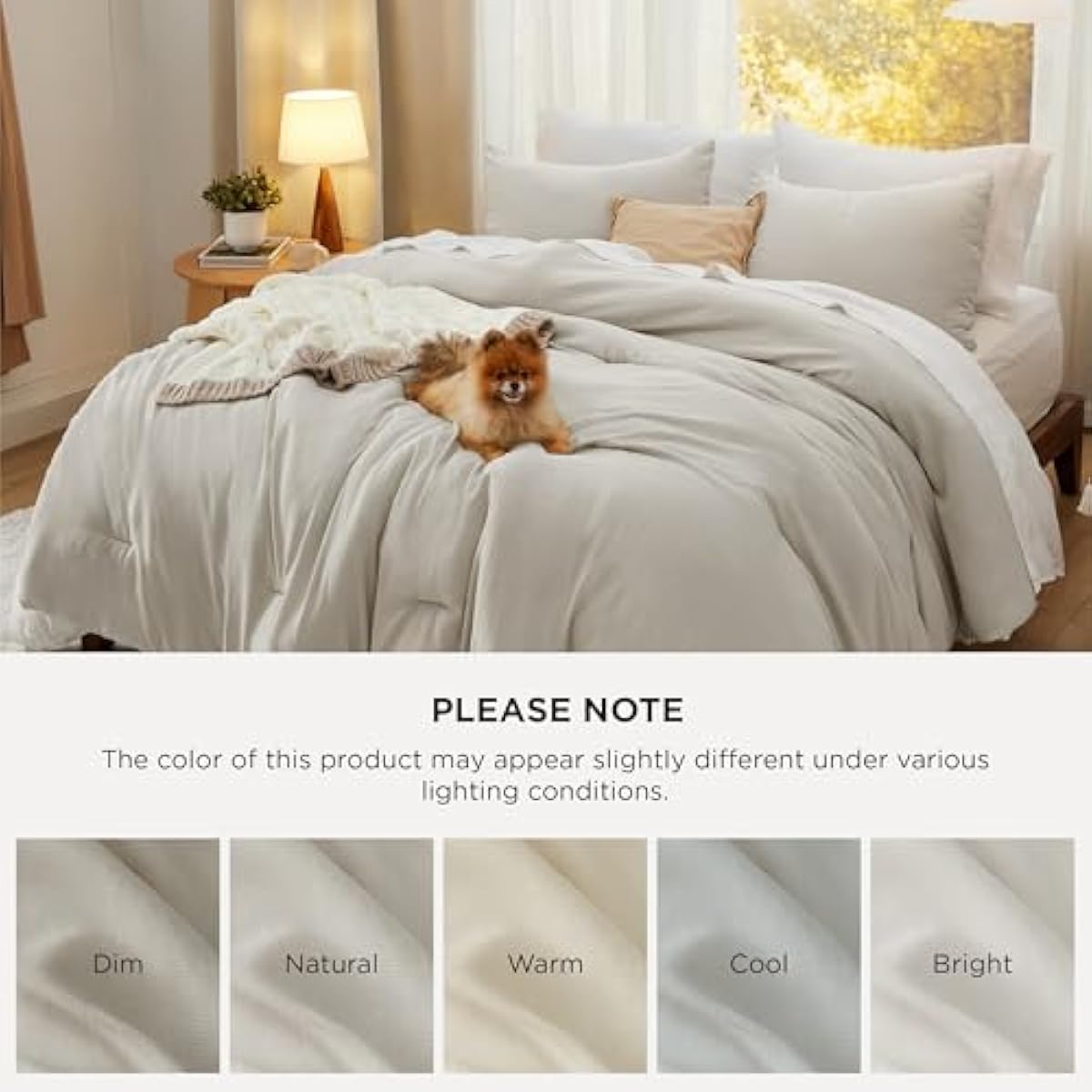 Bedsure King Comforter Set, Beige Soft Prewashed Bedding for All Seasons, 3 Pieces GentleSoft™ Bed Set, 1 Lightweight Comforter (104"x90") and 2 Pillowcases (20"x36")