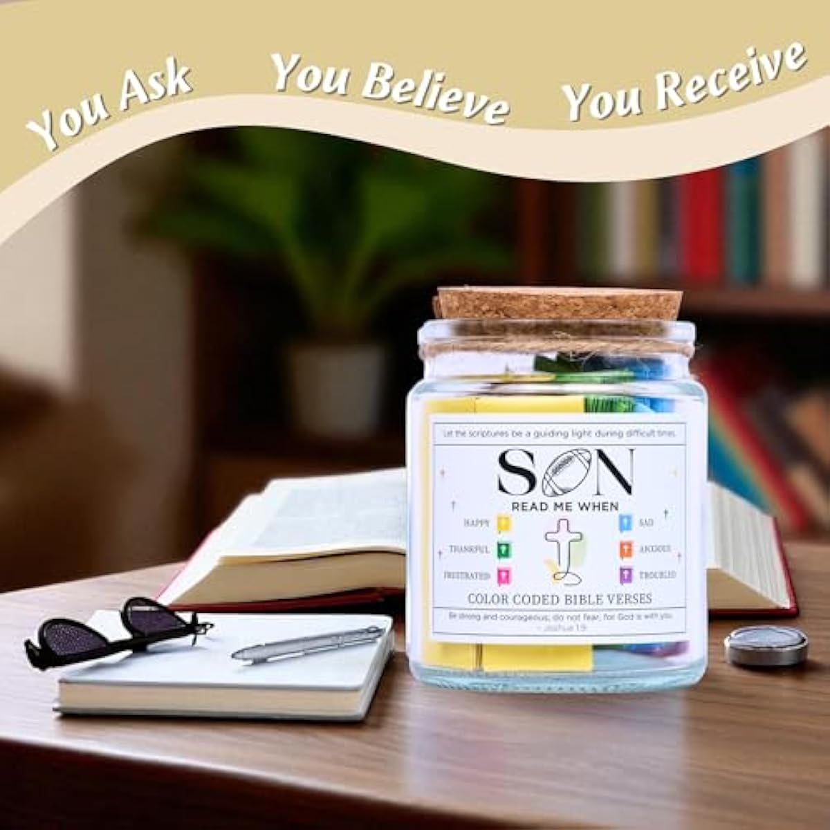 Teen Boy Easter Basket Stuffers, Christian Easter Gift for Young Men or Teen Boys, Bible Verses Jar for Strength, Wisdom & Encouragement | Faith-Based Spiritual Jar | Thoughtful Graduation