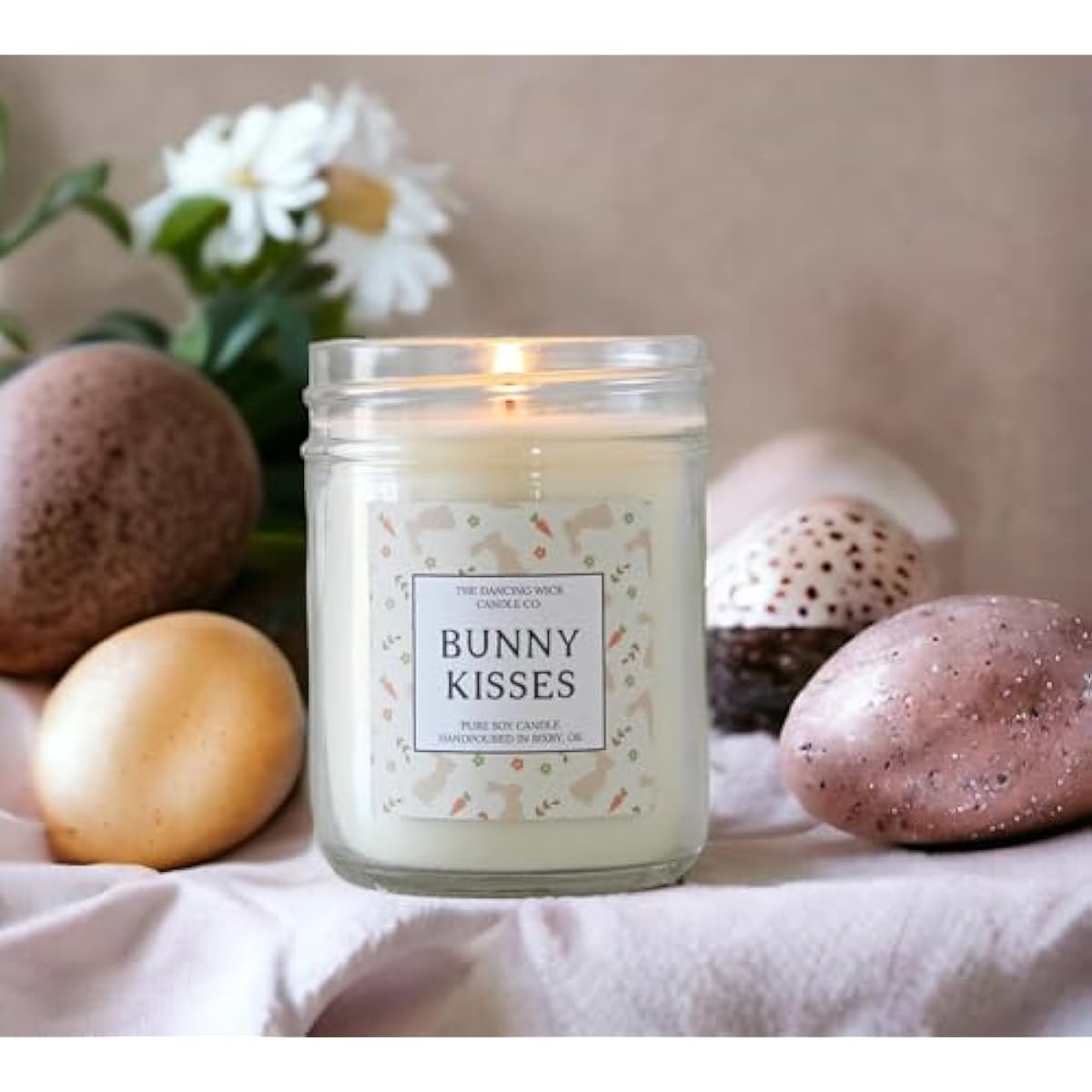 – Bunny Kisses Candle – Hand-Poured 8oz Soy Wax with Sweet Lemon, Strawberry & Vanilla – Spring, Easter, Birthday, Just Because, Gift – Made in the USA (Bunny Kisses)