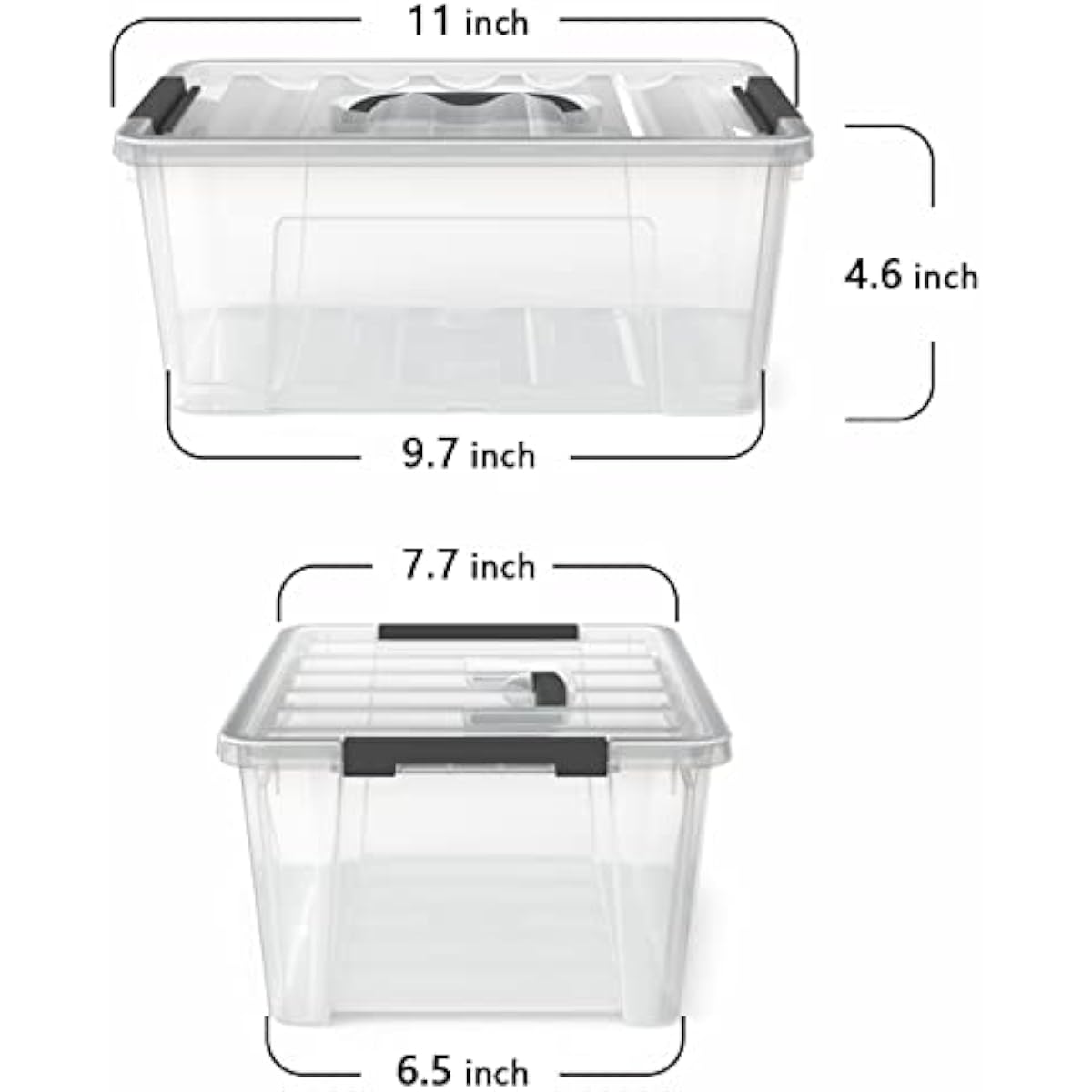 WYT Clear Storage Latch Bins, 6-Pack Storage Organizer Box with Handle and Lids, 5-Litre