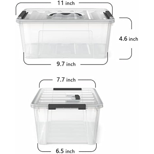 WYT Clear Storage Latch Bins, 6-Pack Storage Organizer Box with Handle and Lids, 5-Litre