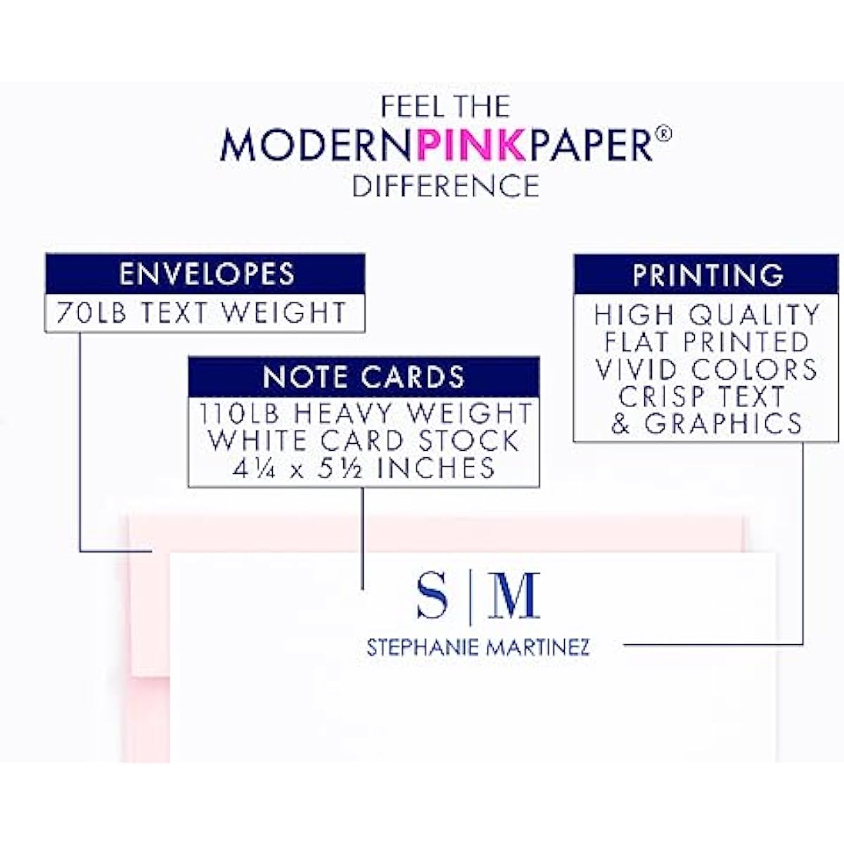 Modern Pink Paper Funeral Thank You Notes with Message Inside, FLAT Sympathy Acknowledgement Cards & Envelopes, Bereavement Personalized Thank You Notecards, Your Choice of Quantity and Color
