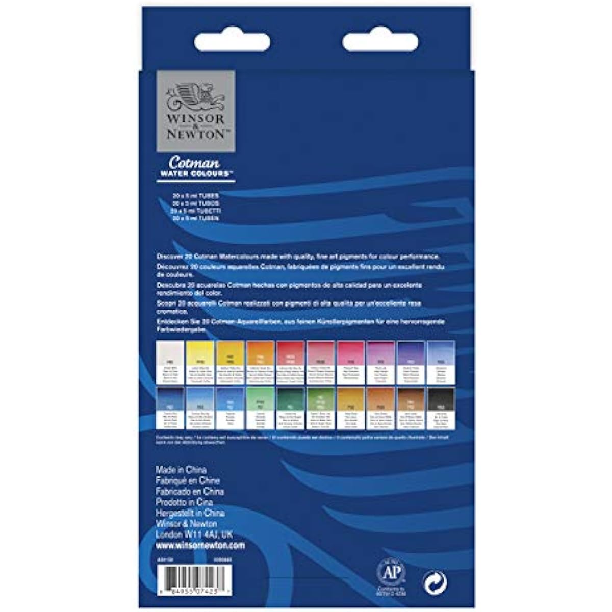 Winsor & Newton Cotman Watercolor Paint Set, 20 Colors, 5ml (0.17-oz) Tubes