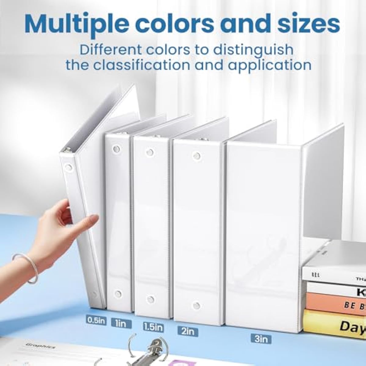 SUNEE 3 Ring Binders 1 Inch 12 Pack, Clear View Binders Bulk Three Ring PVC-Free (Fit 8.5x11 Inches) for School or Office Supplies, White