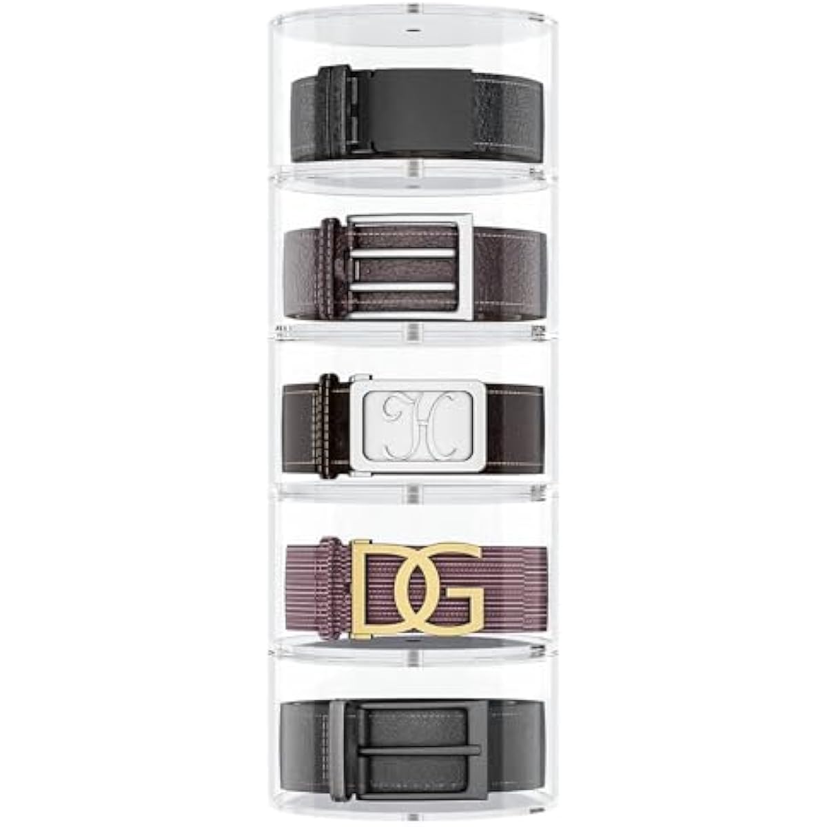 NIUBEE Belt Organizer, Acrylic 5 Layers Belt Case Storage Holder and Display for Accessories like Jewelry,Watch,Bracelets
