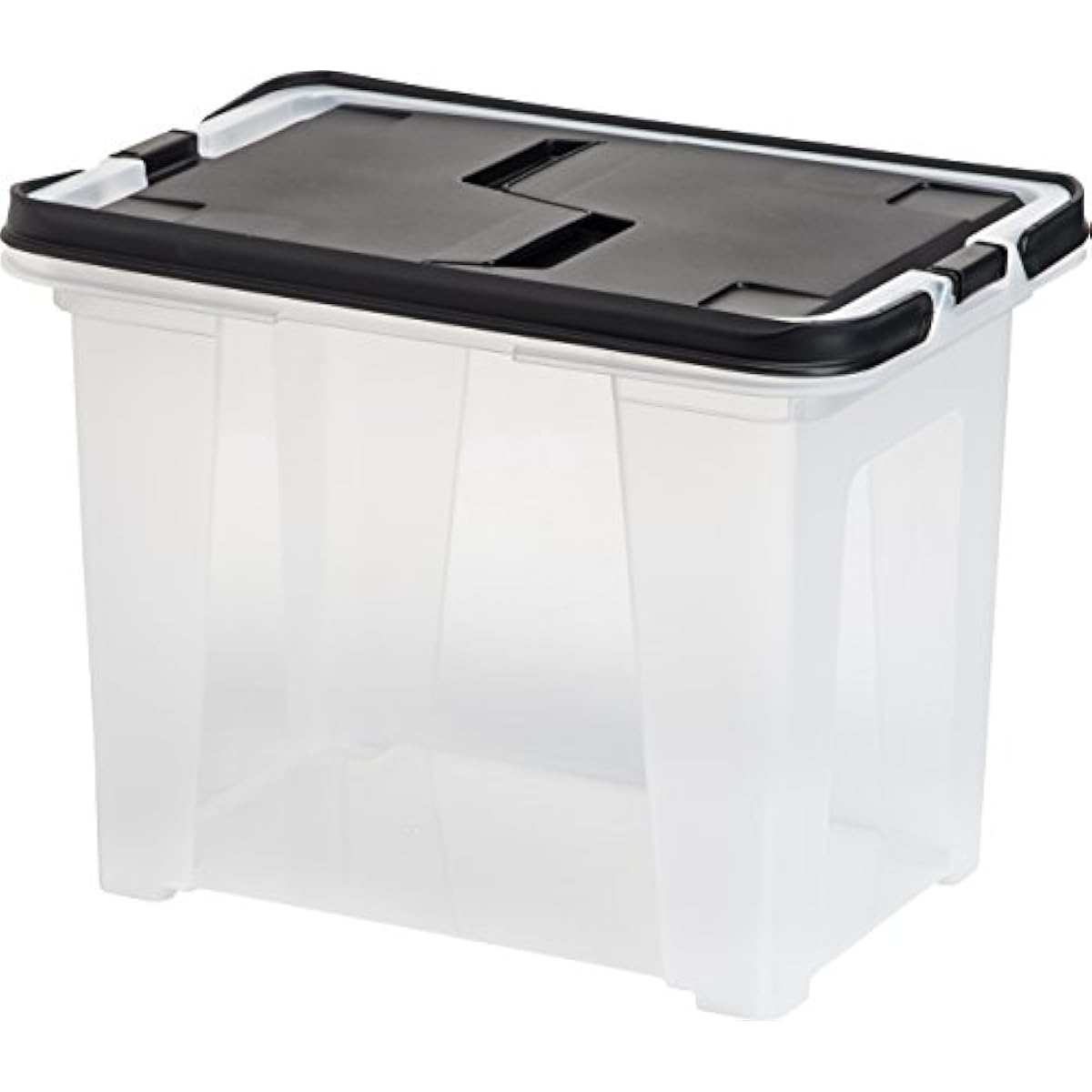 IRIS USA File Box File Organizer w/Wing Lid for Letter/Legal File, Water Resistant Document Box, BPA-Free Plastic Storage Bin Organizer with Handles, Stackable, Nestable, Clear 18 Qt. 4Pack