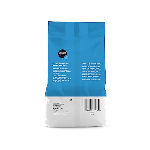Amazon Basics Epsom Salt Soak, Unscented, Magnesium Sulfate USP, Muscle and Feet Relaxation, Resealable Bag, 3 Pound