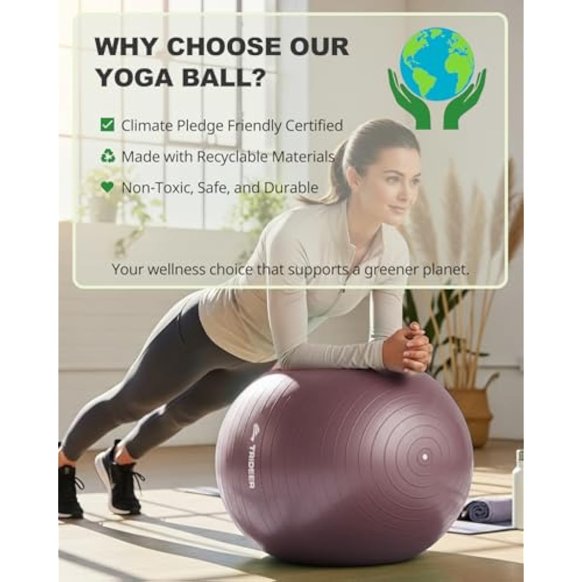Trideer Exercise Ball Yoga Ball,Office Seating & Balance Ball Chair, Stability Ball for Pilates, Physical Therapy,Core Training & Balance Improvement & Stretching