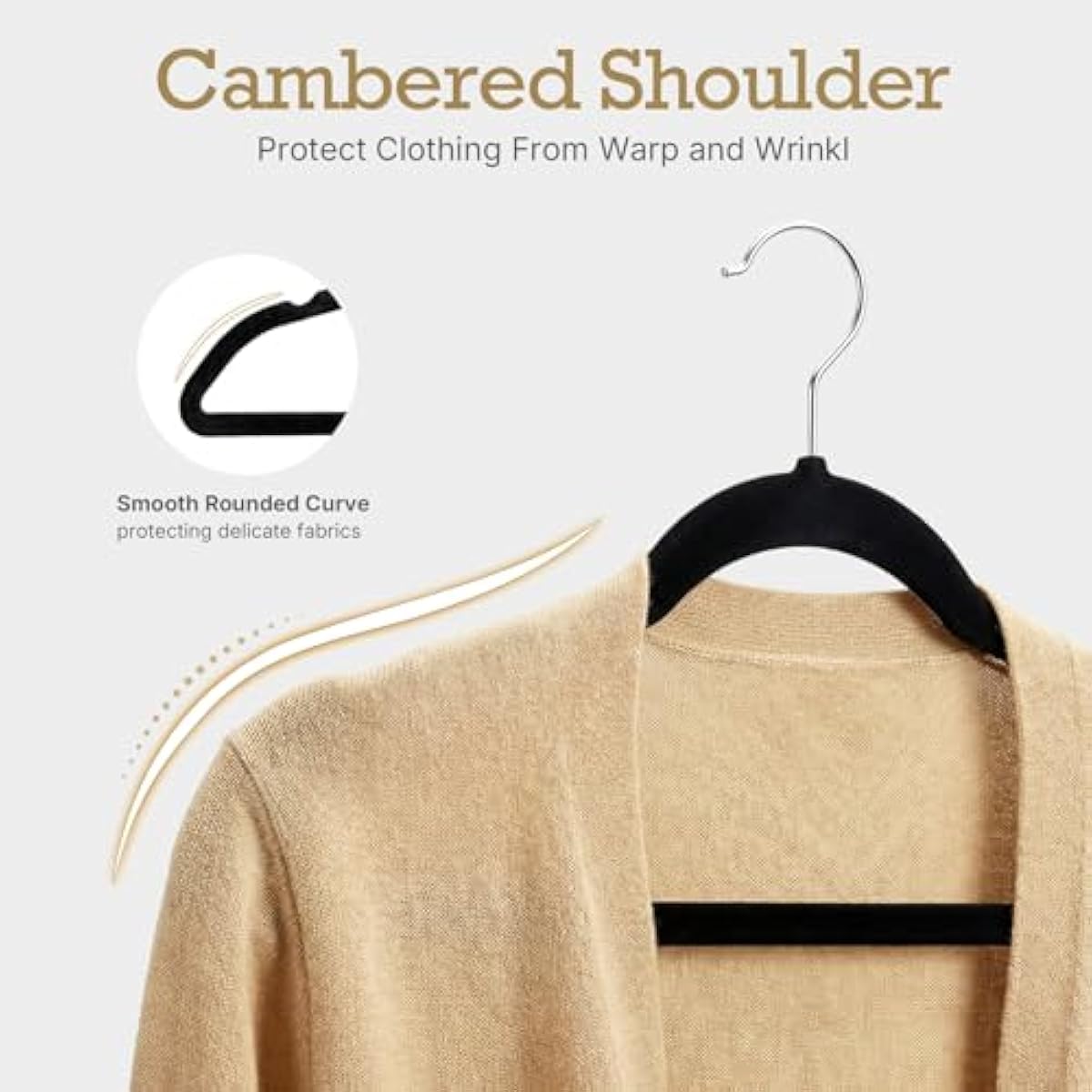 HOUSE DAY Black Velvet Hangers 60 Pack, Non Slip Clothes Felt Hanger Heavy Duty for Coat, Premium Slim Space Saving Suit Hangers for Closet Organizer, 360° Rotating Silver Hook