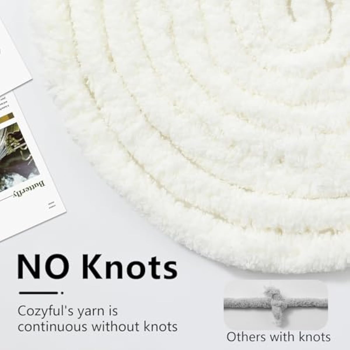 Chunky Yarn for Hand Knitting - #10 Chunky Chenille Yarn, Jumbo Big Thick Chunky Yarns for Crocheting, Super Bulky Chunky Knit Blanket Yarns, 8 Skein (25 yds 8 oz Each Skein), Cream