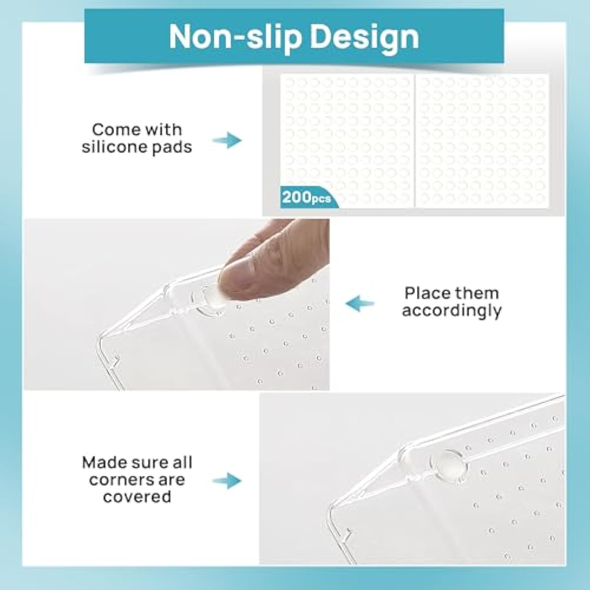 Vtopmart 44 PCS Clear Plastic Drawer Organizers Set, 4-Size Versatile Bathroom and Vanity Organizer Trays, Non-Slip Storage Containers for Makeup, Jewelries, Bedroom，Kitchen Utensils and Office