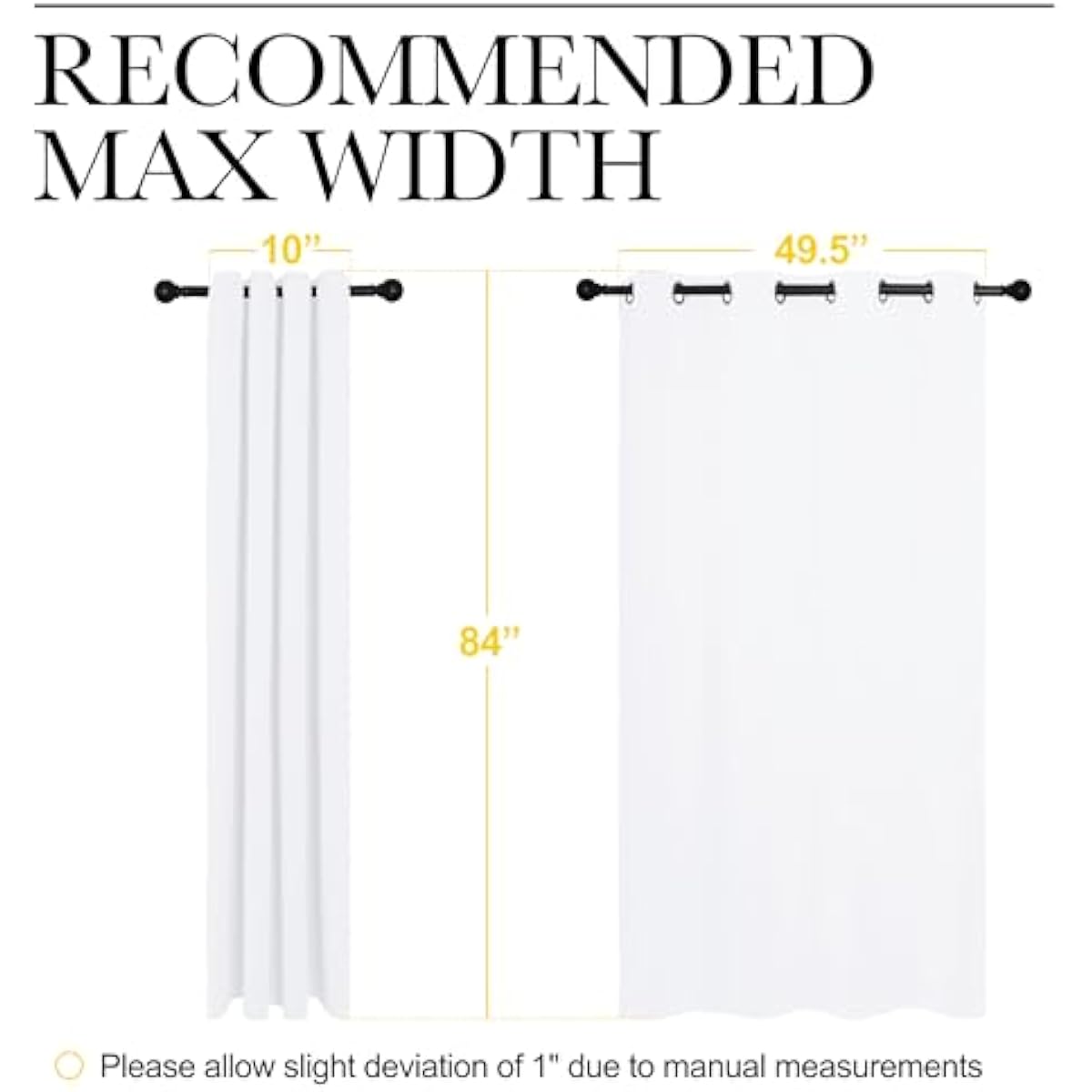 NICETOWN 100% Blackout Window Curtain Panels, Cold and Full Light Blocking Drapes with Black Liner for Nursery, 84 inches Drop Thermal Insulated Draperies (White, 2 Pieces, 52 Wide Each Panel)
