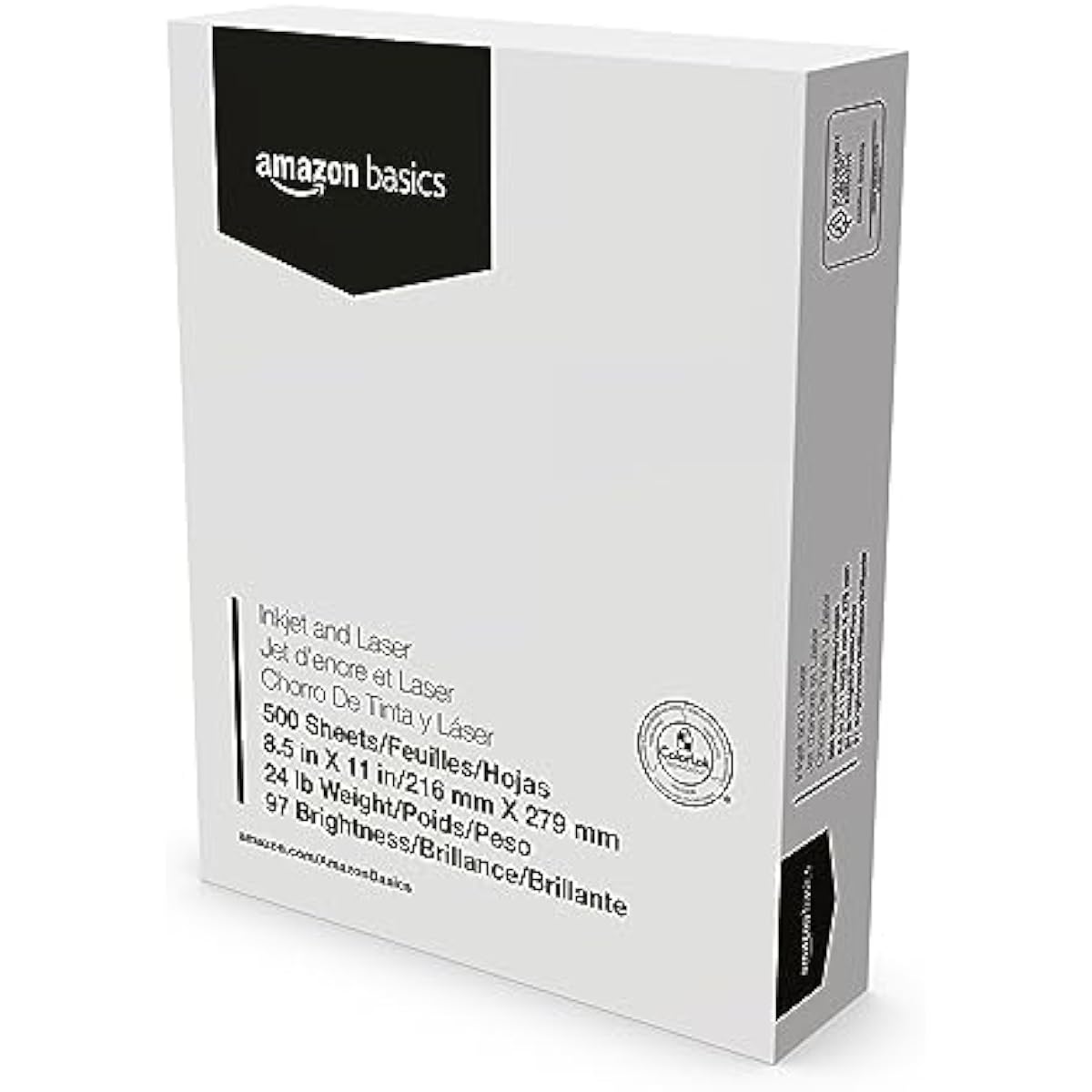 Amazon Basics Multipurpose Copy Printer Paper, 8.5 x 11 Inches, 24 lb Weight, 97 Bright White, 1500 Sheets (3 Packs of 500), for Inkjet and Laser