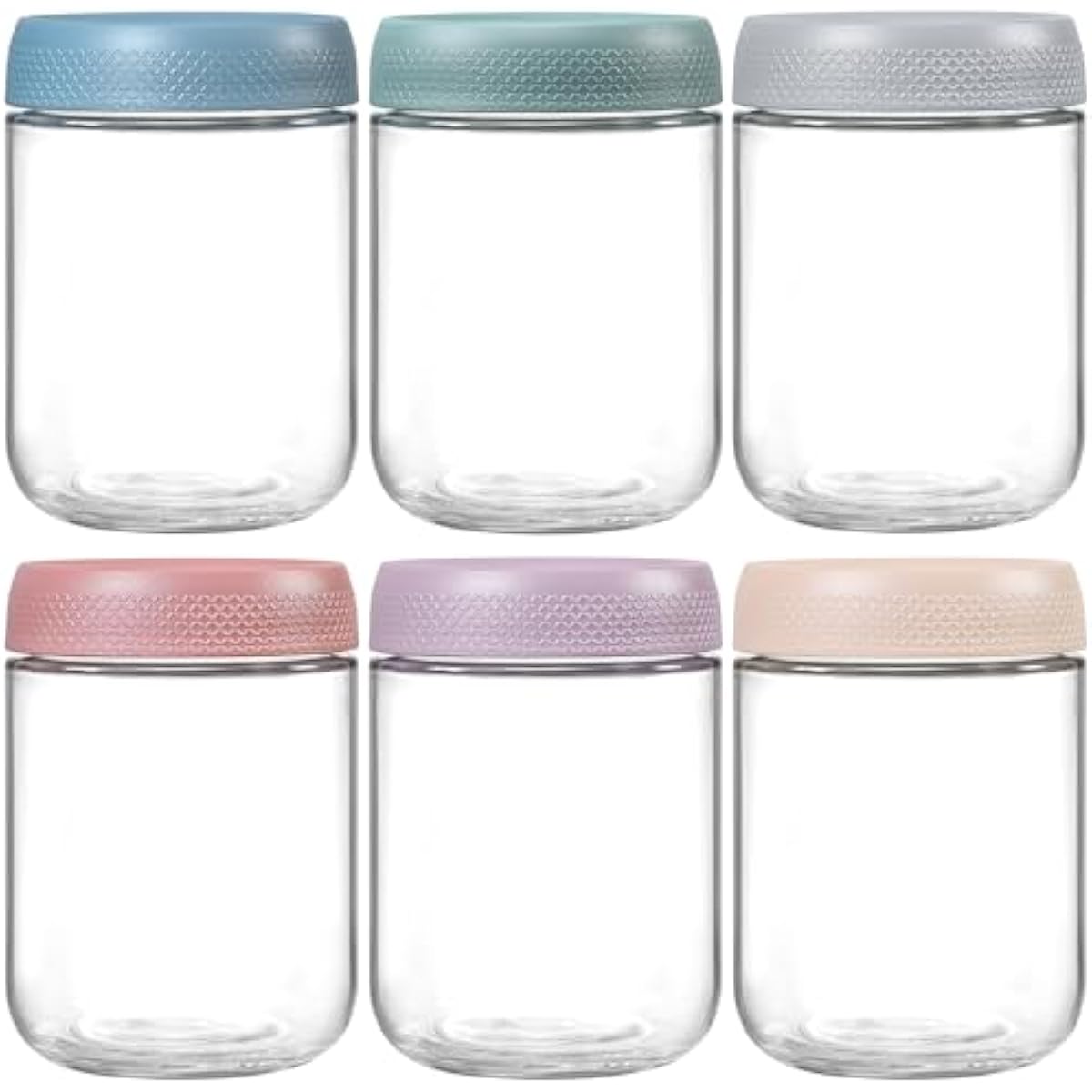 NETANY 6-pack 16 oz Overnight Oats Containers with Lids, Glass jars with Airtight Lids, Wide mouth Mason Salad jars, Glass Food Storage Containers for Snacks Yogurt Spice Sugar