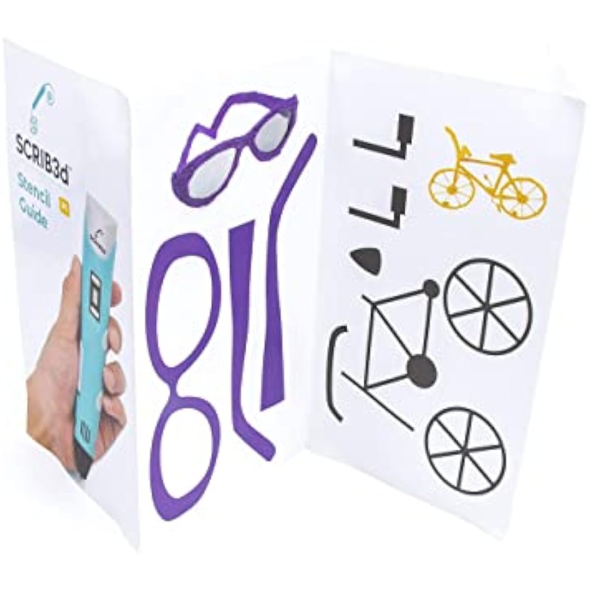 SCRIB3D P1 3D Printing Pen with Display - Includes 3D Pen, 3 Starter Colors of PLA Filament, Stencil Book + Project Guide, and Power adapter
