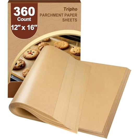 360 Count 12"x 16" Heavy Duty Parchment Paper Sheets for Baking, No-Stick & No-Leak Unbleached Baking Paper, Pre-cut Half Parchment Paper Sheets for Oven, Air Fryer, Microwave