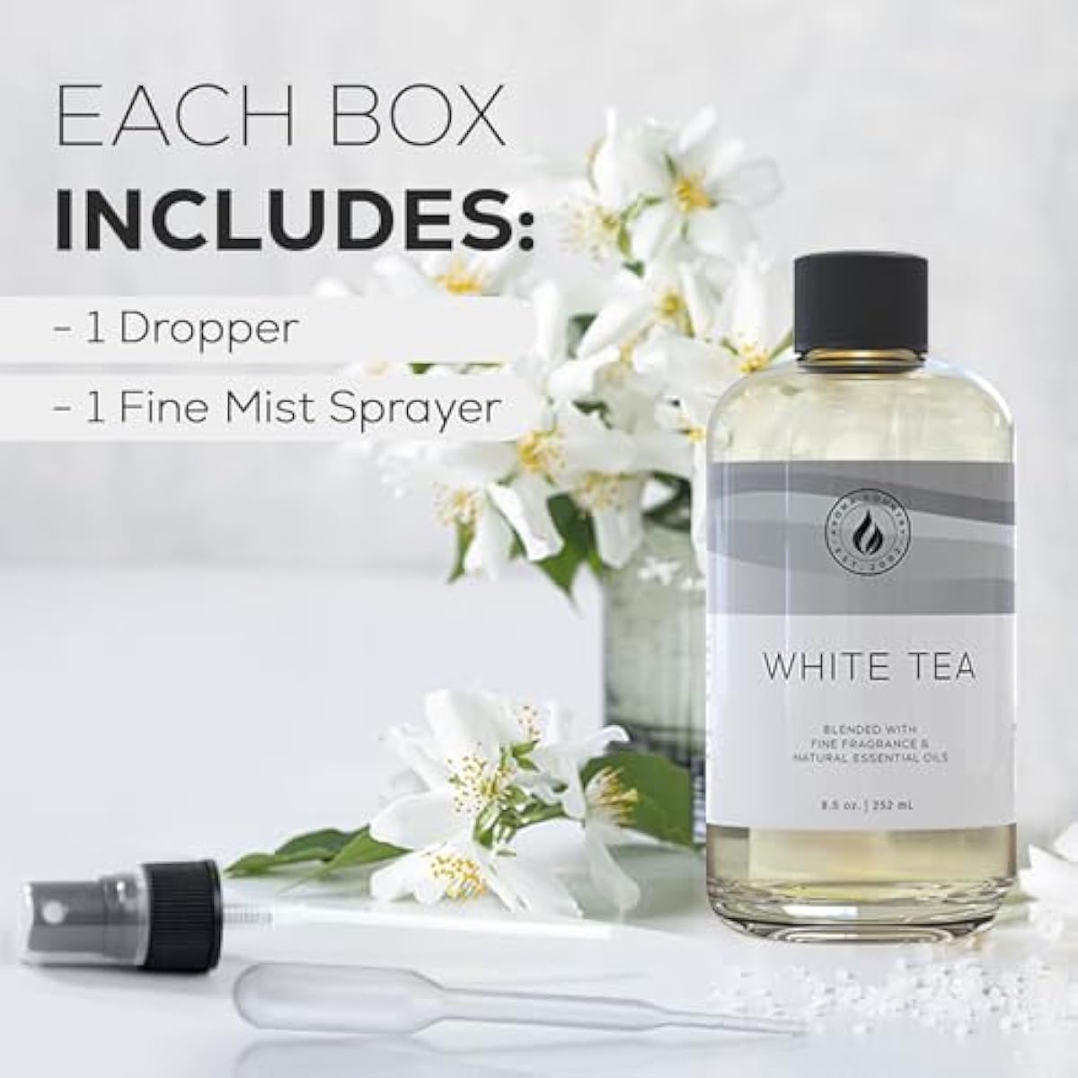 Aroma Country White Tea Diffuser Oil - Luxury Essential Oils for Diffuser Refill & Air Freshener Room Spray, Long-Lasting, Natural Home Fragrance and Hotel Scent for Diffusers & Machines (8.5 Fl Oz)