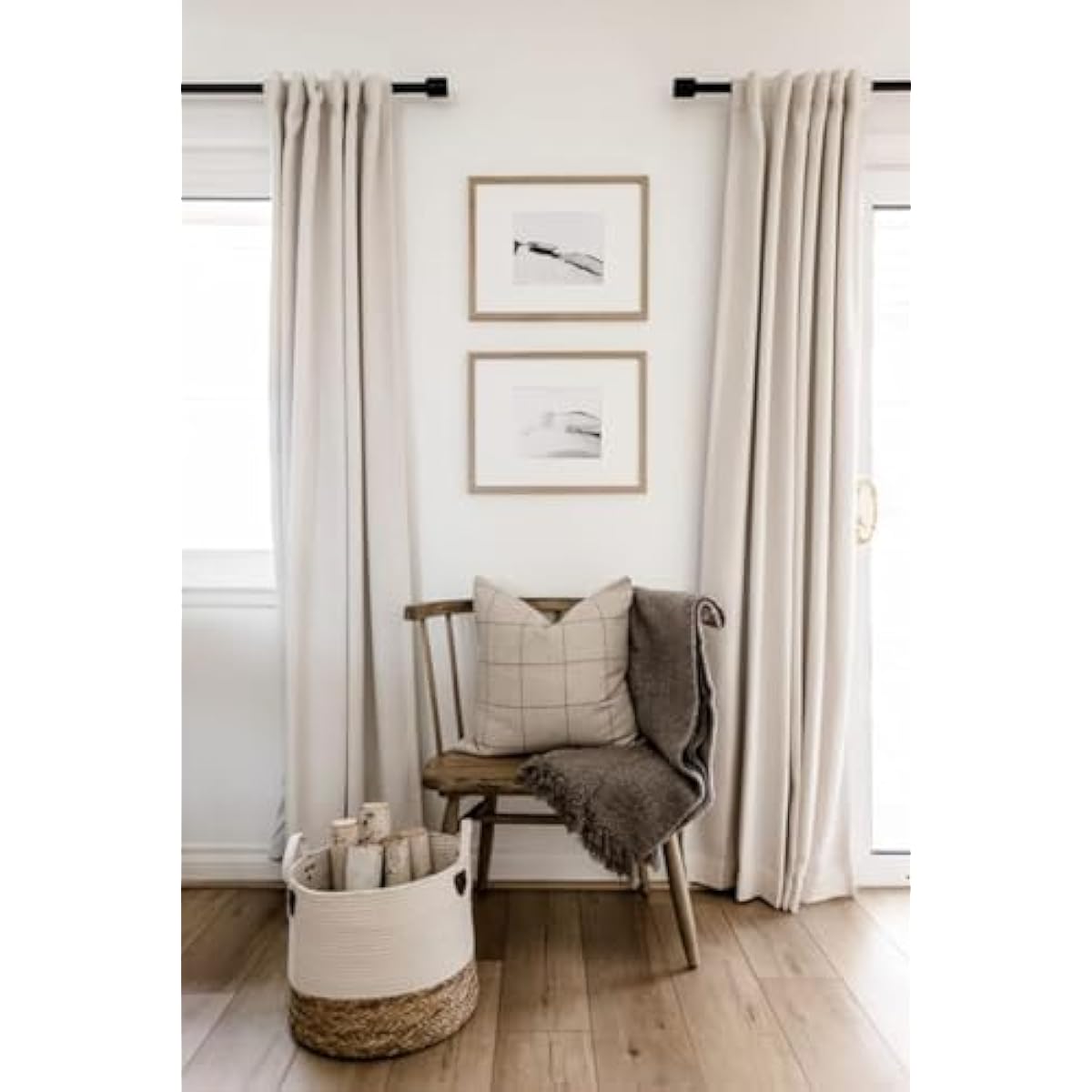 100% Blackout Shield Linen Blackout Curtains for Bedroom 84 Inches Long, Back Tab/Rod Pocket Living Room Drapes, Thermal Insulated Blackout Curtains 2 Panels Set, 50" W x 84" L, Cream