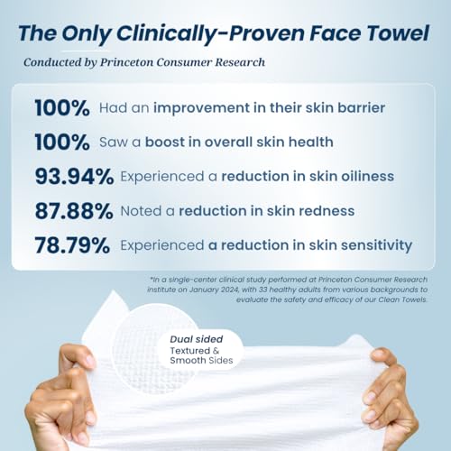 Clean Skin Club Clean Towels®, 100% USDA Biobased Face Towel, Disposable Face Towelette, Eczema Association Accepted, Makeup Remover Dry Wipes, Ultra Soft, 1 Pack, 25 Ct