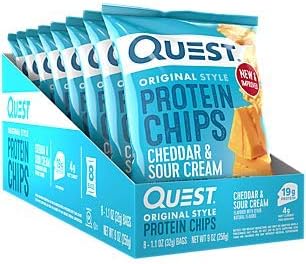 Quest Nutrition Nacho Cheese Tortilla Style Protein Chips, 18g Protein, 4g Net Carb, Low Carb, Gluten Free, 1.1 oz (Pack of 12)