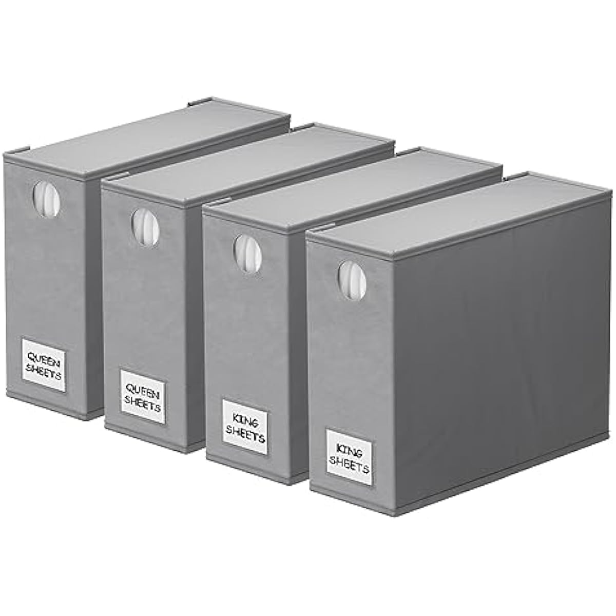 SpaceAid 4 Pack Bed Sheet Organizers and Storage, Foldable Organizer for Linen Closet, Sheets Set Folder Keeper with Window XL (Queen & King Size) Organizing Bedding Container, Gray 91ZDSN-SL01-G4