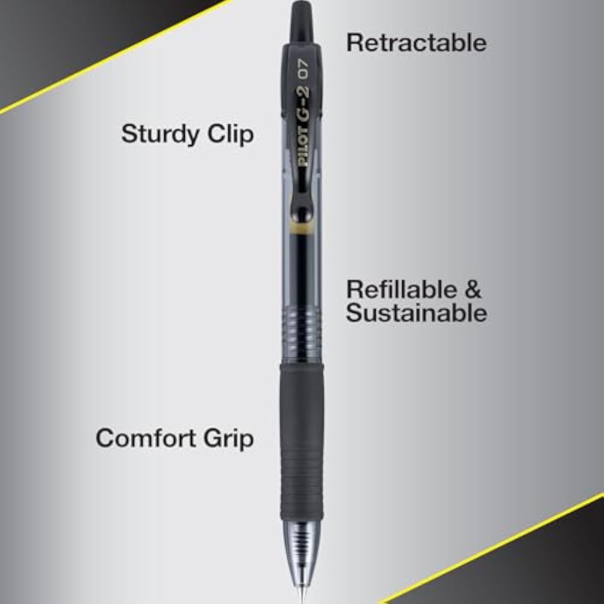 Pilot G2 Premium Gel Roller Pens 0.7, Fine Point Smooth Writing Pens Black, Pack of 12