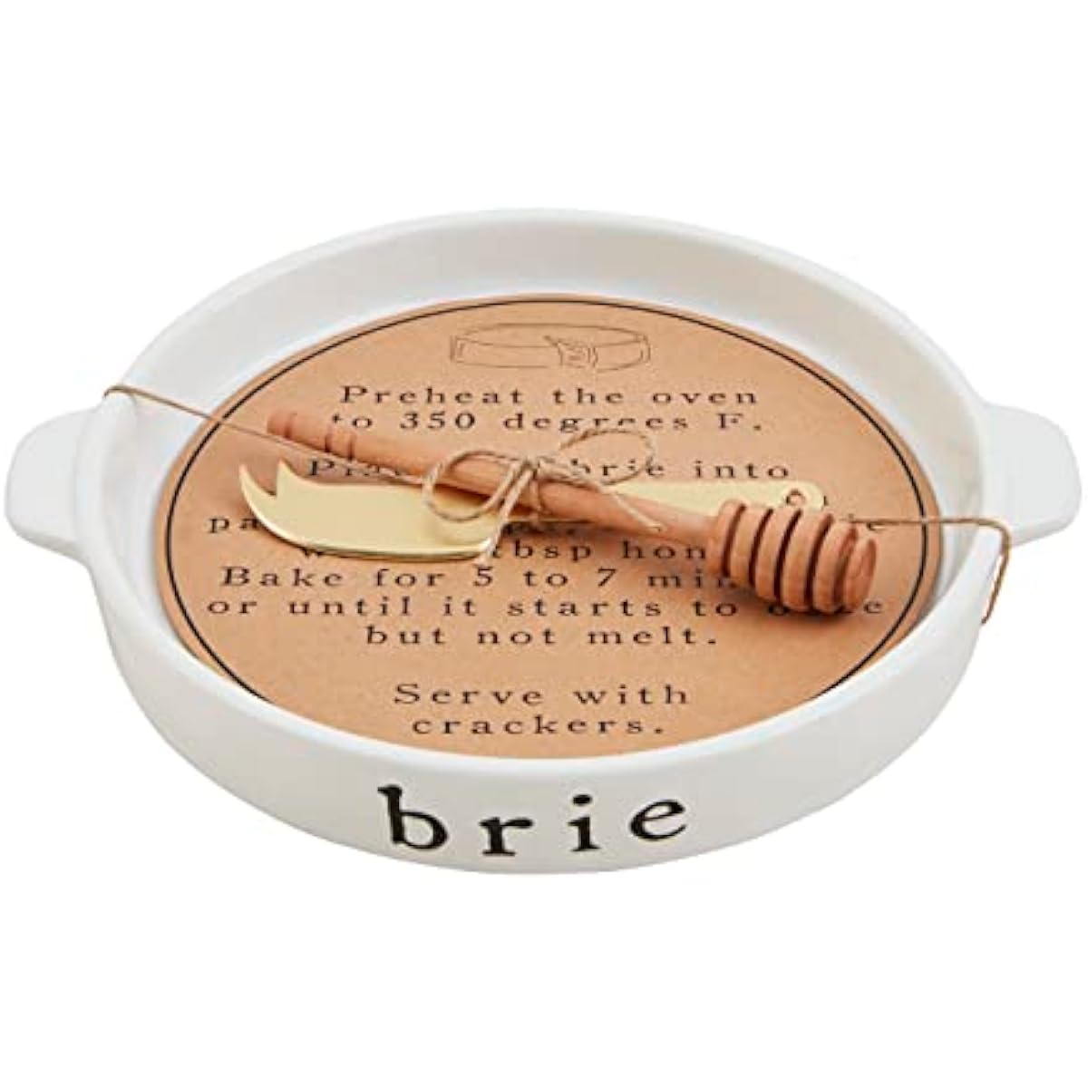 Mud Pie Brie Baker and Utensil Set, White, 1 1/4" x 9 1/4" dia