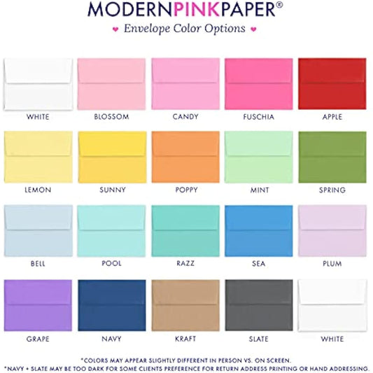 Modern Pink Paper Funeral Thank You Notes with Message Inside, FLAT Sympathy Acknowledgement Cards & Envelopes, Bereavement Personalized Thank You Notecards, Your Choice of Quantity and Color