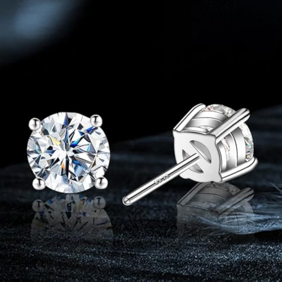 Kosuwo Moissanite Stud Earrings 2.0CT D Color,GRA 925 Sterling Silver Earrings for Men 18K White Gold Plating Earrings for Women,wedding earrings