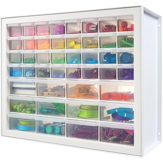 IRIS USA Small Parts Storage Cabinet, Made in USA, 44-Drawer Organizer for Screws, Nuts, Bolts, Electronics, Hardware, Beads, Crafts, Stackable Garage Storage, Teacher Toolbox, Scrapbook Art – White