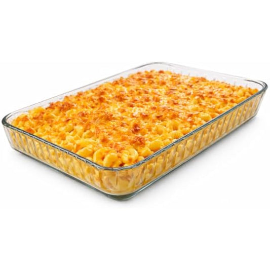 Ums 4-Qt (16" x 11" x 2") Glass Baking Dishes for Oven, Glass Oven Pan & Tray Bakeware, Borosilicate Glass Casserole Dish Cookware, Microwave & Oven-Safe Clear Bakeware