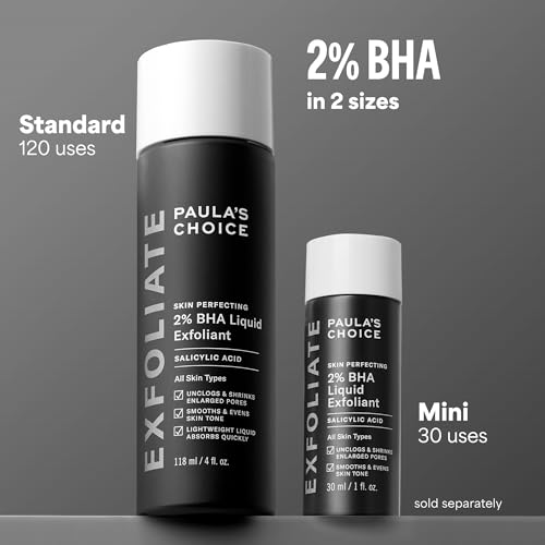 Paula's Choice SKIN PERFECTING 2% BHA Liquid Exfoliant with Salicylic Acid, Facial Polish for Enlarged Pores, Wrinkles & Fine Lines, Suitable for Blackhead-Prone Skin, Fragrance-Free