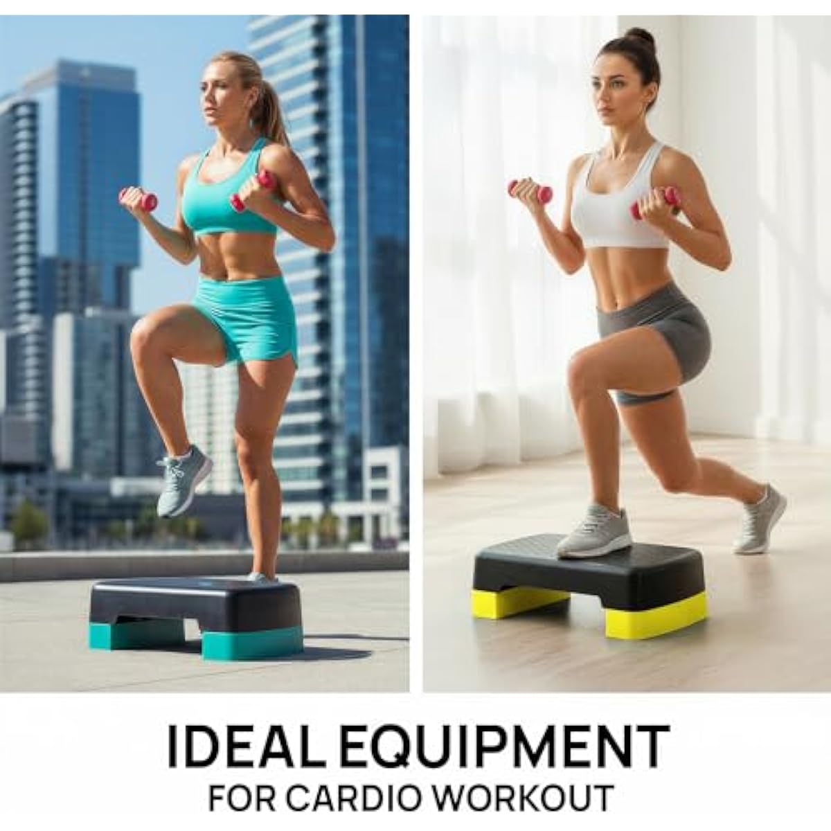 Yes4All Aerobic Exercise Step Platform, Exercise Stepper with Risers for Cardio and Strength Training, Workout Stepper for Home Gym