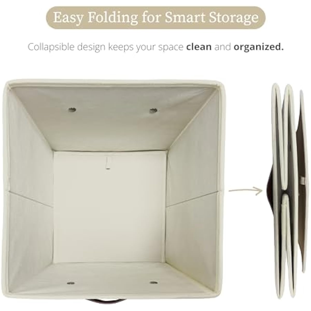 DECOMOMO Storage Bins, Cube Storage Bin with Labels, Fabric Storage Cubes for Shelves (10.5" x 11" / 6pcs, Beige)
