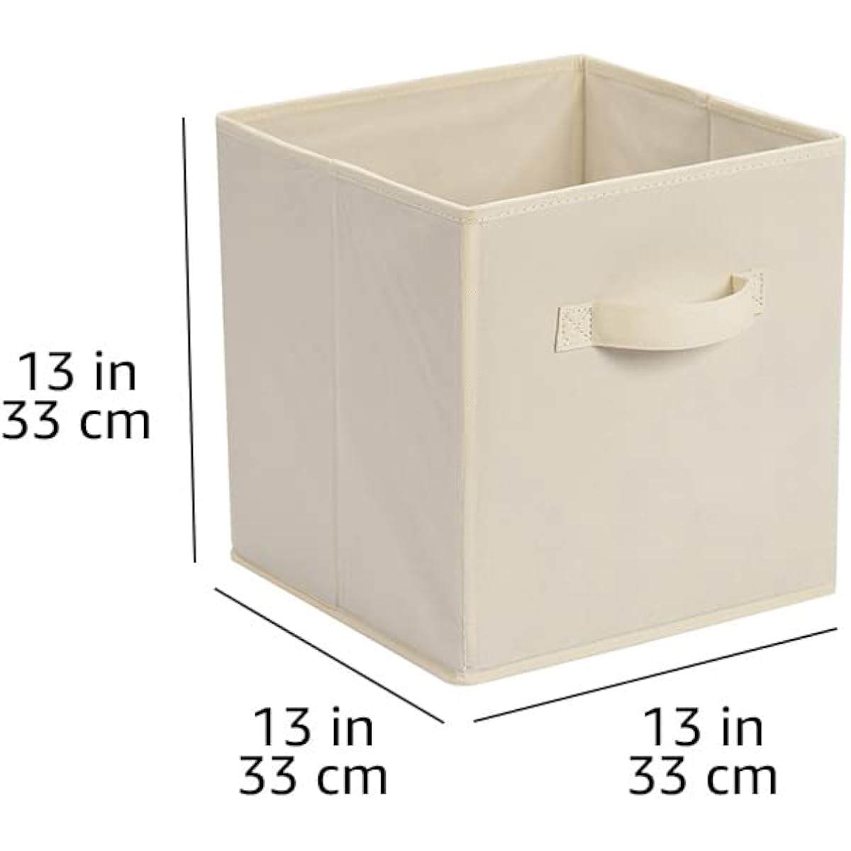 Amazon Basics Collapsible Fabric Storage Cube Bins Organizer with Handles, Sturdy, Beige, 13-x-13-x-13-inch, Pack of 6