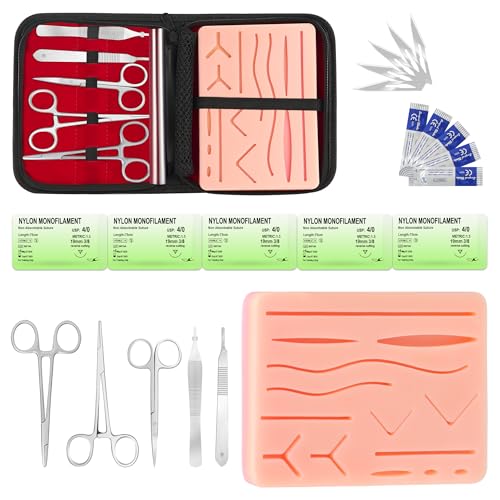 Suture Practice Kit,Silicone Suturing Pad with Wound Closure Trainer for Nursing,Vet and Medical School Training,Education Only.
