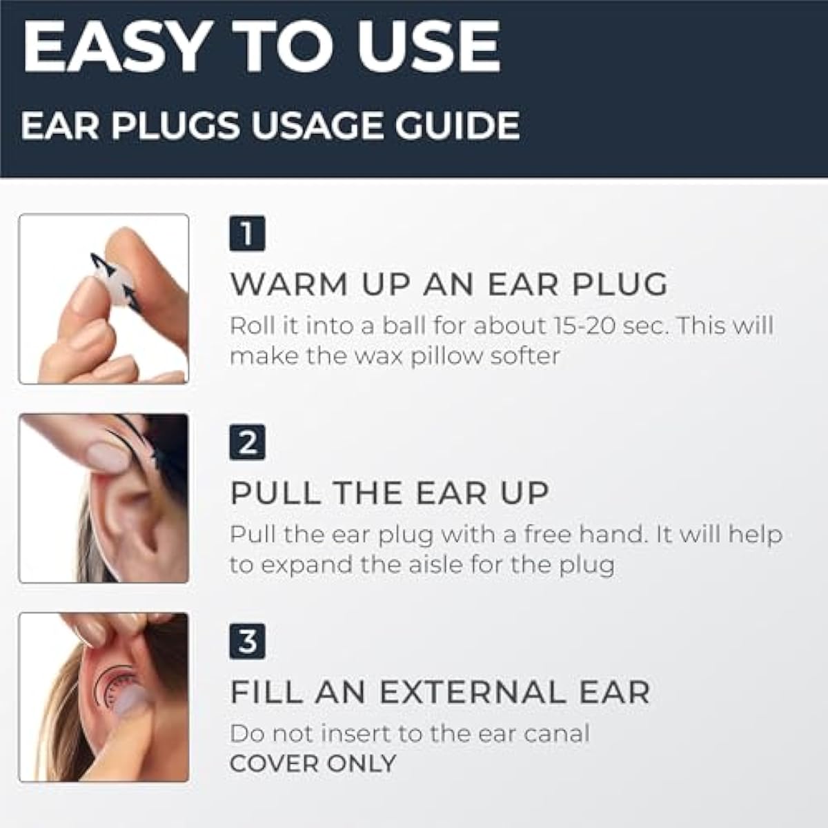 PQ Wax Ear Plugs for Sleeping, Swimming - 50 Noise Cancelling Silicone Gel Wax Earplugs, Ear Protection for Sleep and Swim, Soft Wax Pillows with Sound Blocking Level 32Db, (50 Pillows), Color: White
