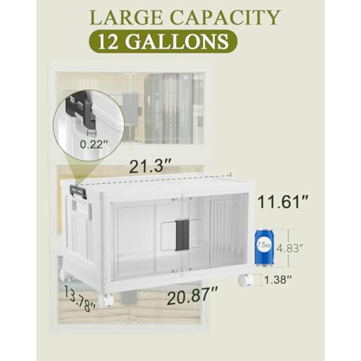 OlarHike 144QT Lockable Storage Bins with Lids - Folding Storage Cabinet with Doors and Wheels, Collapsible Plastic Box for Closets, Office, Stackable Organizer and Containers, Gifts, 3 Pack Cubes