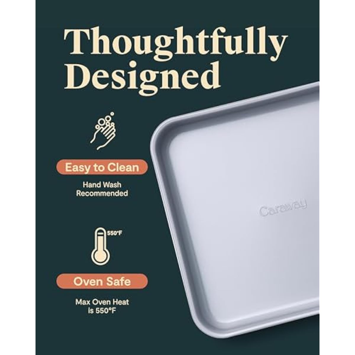 Caraway Non-Stick Ceramic 9” Square Pan - Naturally Slick Ceramic Coating - Non-Toxic, PTFE & PFOA Free - Perfect for Brownies, Lemon Bars, Cakes, & More - Navy