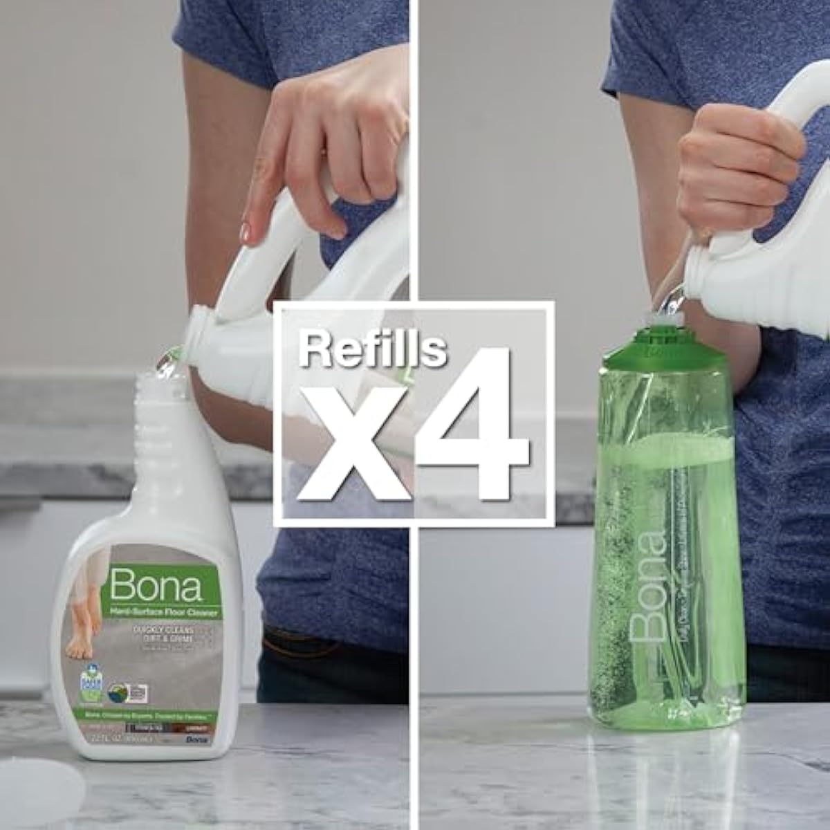 Bona Multi-Surface Floor Cleaner Refill - 128 fl oz - Unscented - Refill for Bona Spray Mops and Spray Bottles - Residue-Free Floor Cleaning Solution for Stone, Tile, Laminate, and Vinyl Floors