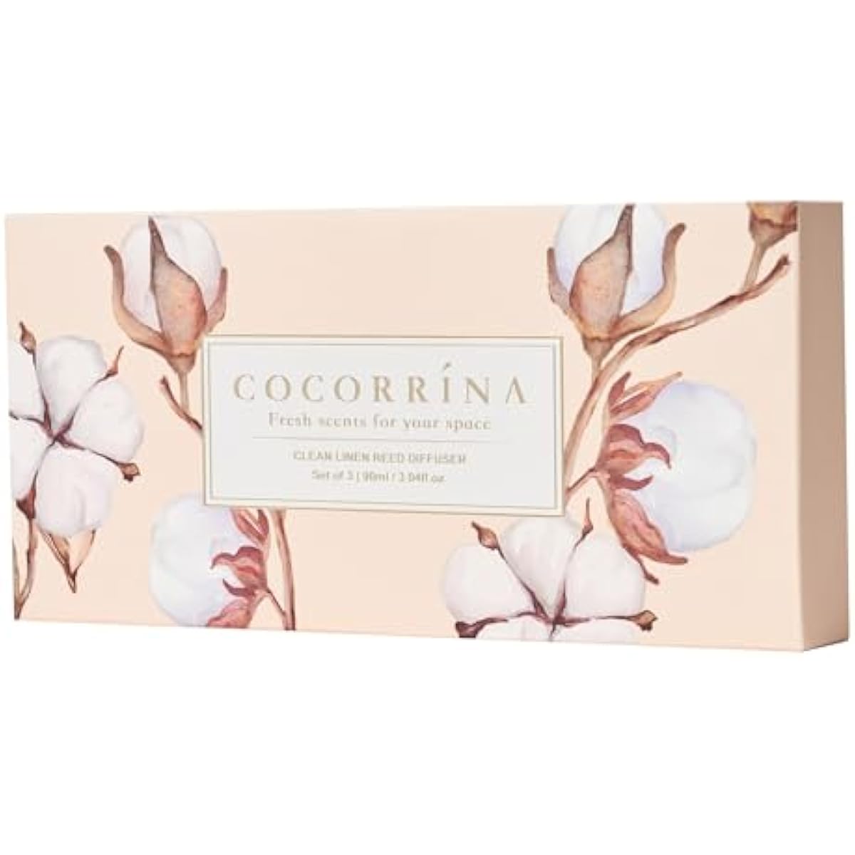 COCORRÍNA Reed Diffuser Set of 3-3 Pack/ 3.04 Fl.oz Diffuser with 24 Sticks Cashmere Vanilla/Sandalwood Rose/Clean Linen Reed Diffuser for Home Bathroom Office Decor