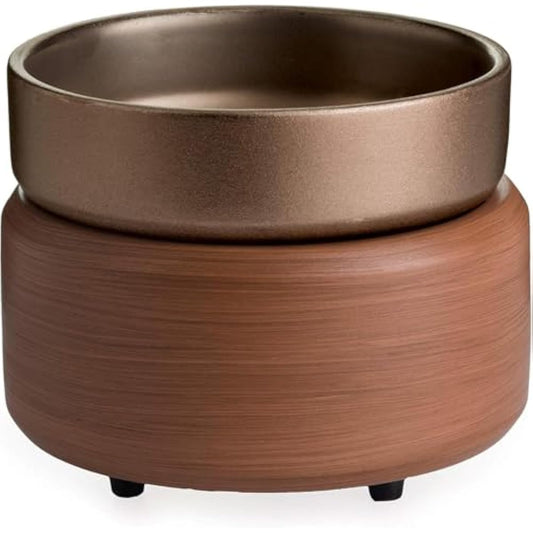 Candle Warmers ETC 2-in-1 Candle and Fragrance Warmer for Warming Scented Candles or Wax Melts and Tarts with to Freshen Room, Pewter Walnut
